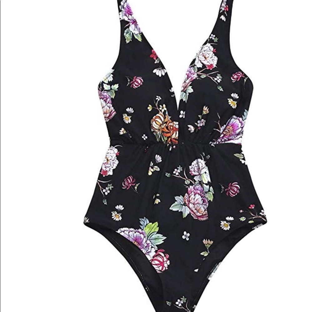 Black floral one-piece